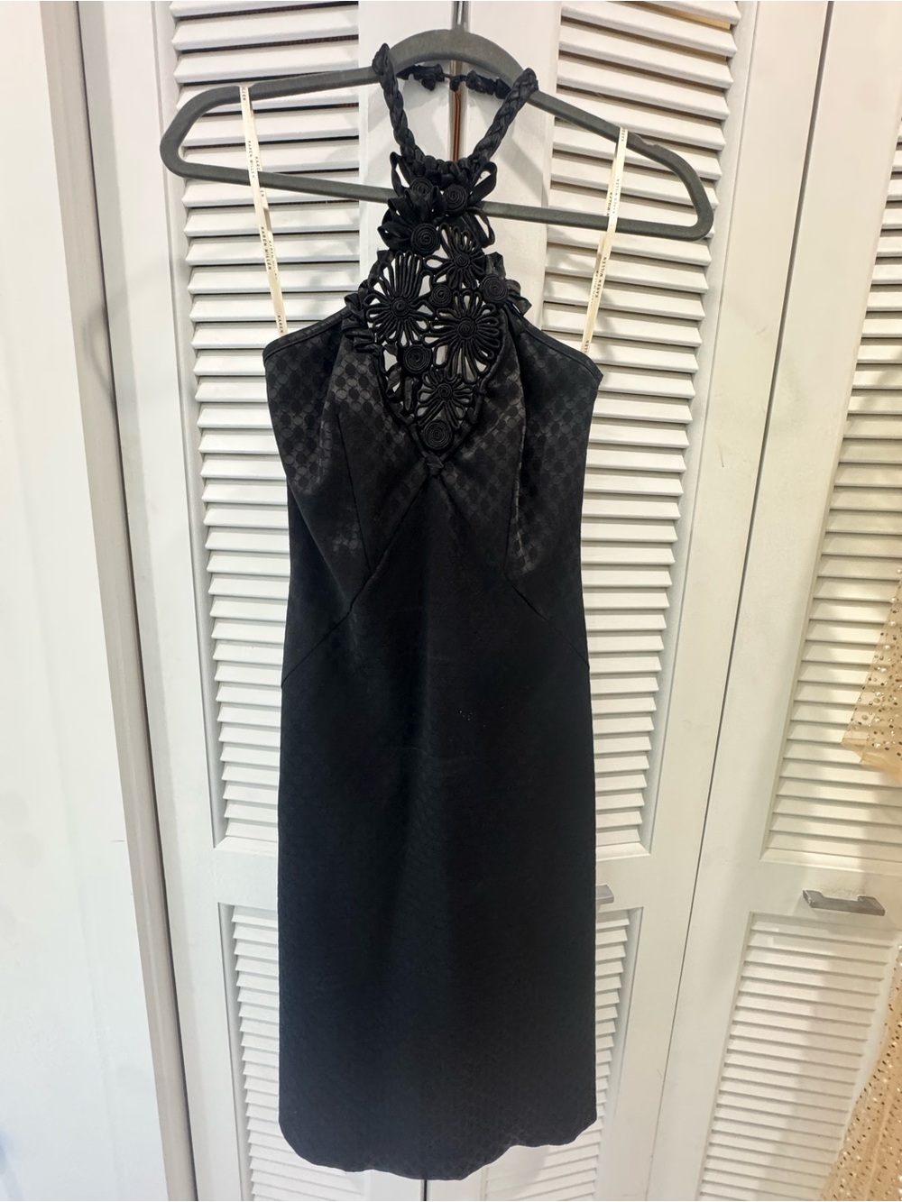 Karen Millen Runway Edition Black One-Shoulder Floral Applique Dress